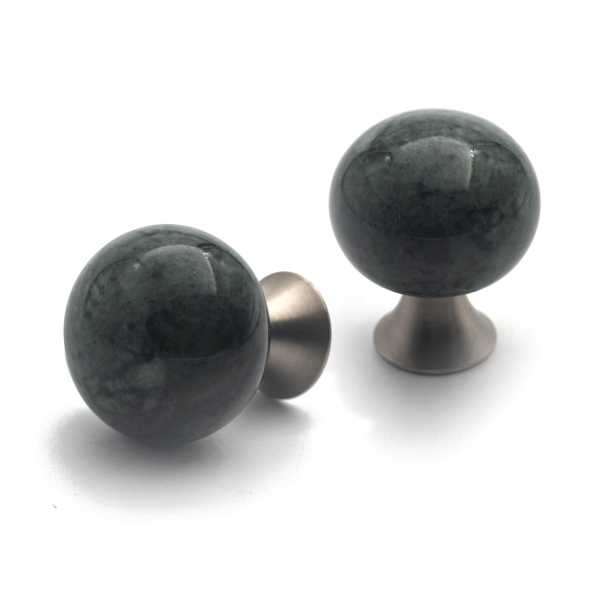 M�belknopf - Gr�ner Marmor - Modell BEAD STRAIGHT - 28 x 36 mm