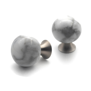Uchwyt do mebli - Biały marmur - Model Bead Straight - 28 x 36 mm