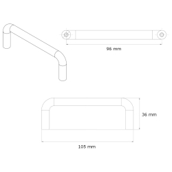 M�belhandtag - Furnipart - Polerad m�ssing - Modell Tubular - cc96 mm