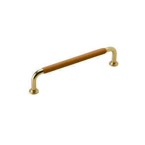 M�belgreb - Natur l�der og poleret Messing - Model 1353 - cc128 mm