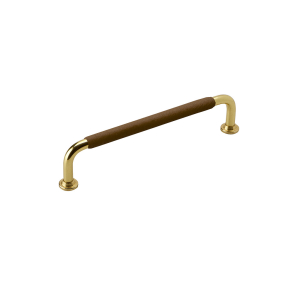 M�belgreb - Brunt l�der og poleret Messing - Model 1353 - cc128 mm