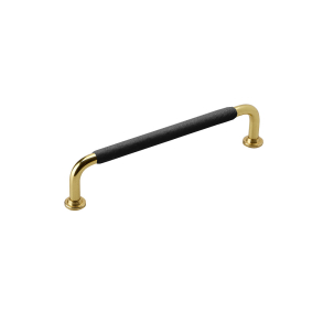 M�belgreb - Sort l�der og poleret Messing - Model 1353 - cc128 mm
