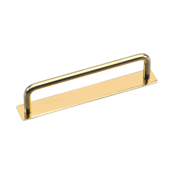 M�belhandtag med l�ngskylt - Borstad m�ssing - modell ROYAL - cc128 mm