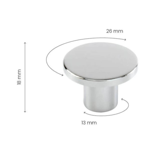 Gałka do mebli  - Chrom - Como - 26 x 18 mm