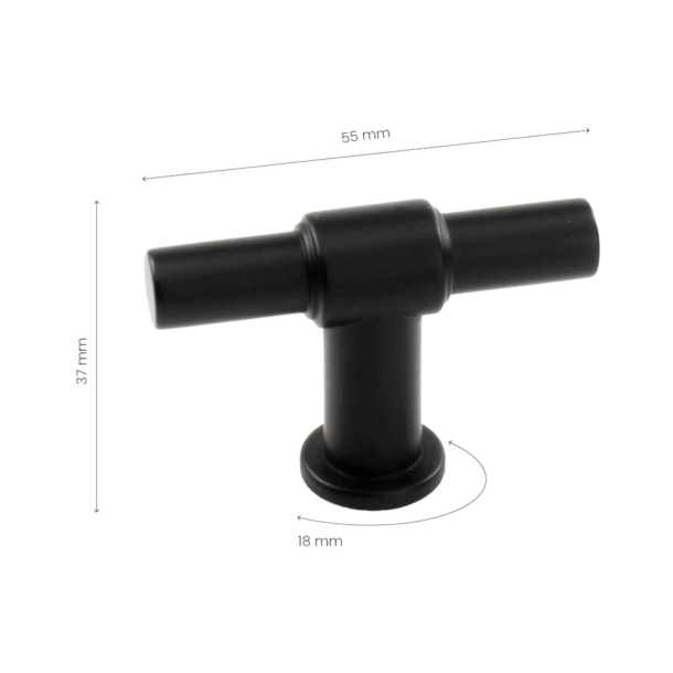 M�belknopf T-Bar - Mattes Schwarz - Modell T-Type
