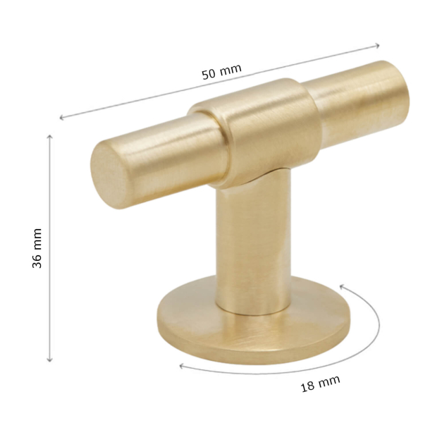 Beslag Design T-Bar M�belgriff - Geb�rstetes Messing - Modell Uniform