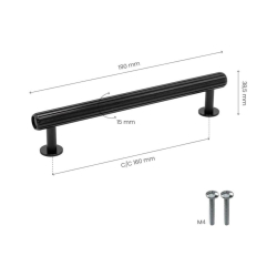 M�belgriff - Schwarz geb�rstet - Modell Rille - 190 mm