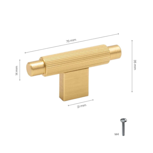 Uchwyt meblowy T-Bar - Mosiądz szczotkowany - Model Arpa