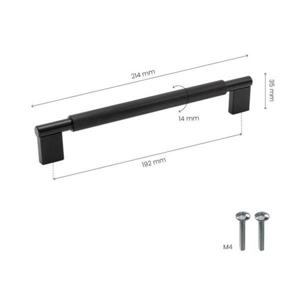 M�belhandtag - Borstad svart - Modell Arpa - 214 mm