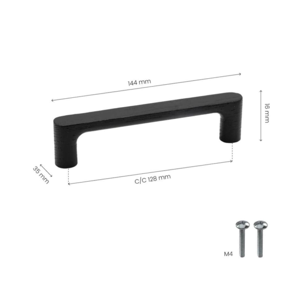 M�belgriff - Schwarze Asche - Modell Pinta - 144 mm