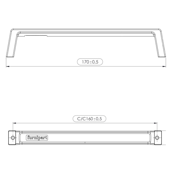 Furnipart Uchwyty meblowe - Czarny - Model Seam 160 mm