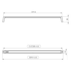 Furnipart M�belgriff - Geb�rsteter Edelstahl - Modell Seam 330 mm