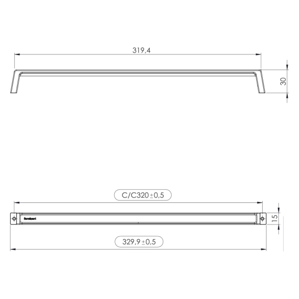 Furnipart M�belgriff - Geb�rsteter Edelstahl - Modell Seam 330 mm