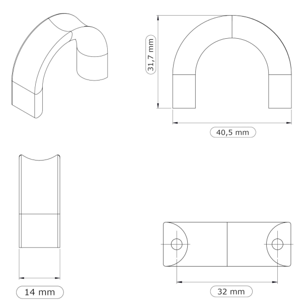Furnipart Uchwyt meblowy - Czarny - Model Inside