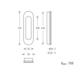 Sliding Bowl - Oval - Aluminium - 45 x 155 mm