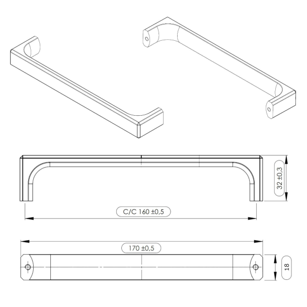 Furnipart M�belgriff - Antikgrau - Modell Fold