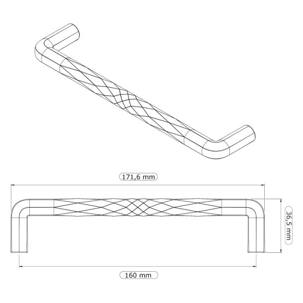 Furnipart M�belgriff - Geb�rstetes Gold - Modell Shuffle