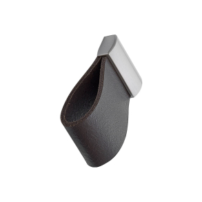 Gałka meblowa - Furnipart - Brązowa sk�ra / Stal szczotkowana - Model Strap
