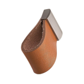 Gałka meblowa - Furnipart - Sk�ra koniakowa / Stal szczotkowana - Model Strap