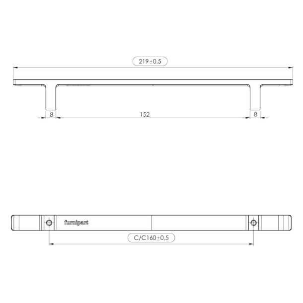 M�belhandtag - Furnipart - Borstat st�l - Modell Transit 219 mm