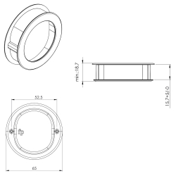 Furnipart miska drzwi przesuwnych - Stal szczotkowana - Model Tub Round