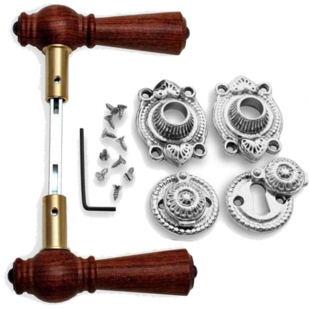 Klamka do drzwi - Mosi&#261;dz niklowany i drzewo palisandrowe - OESTERBRO1039