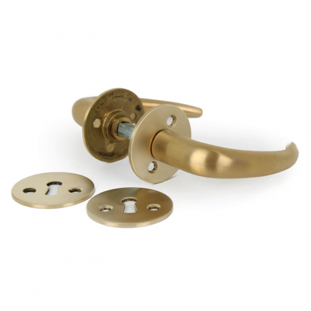 Door handle - Kay Fisker Coupé handle - Brushed brass - Rosette and escutcheon