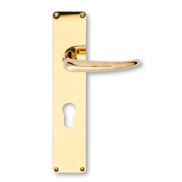 Door handle Brass - Kay Fisker Coupe handle - Europrofile cylinder - cc72mm