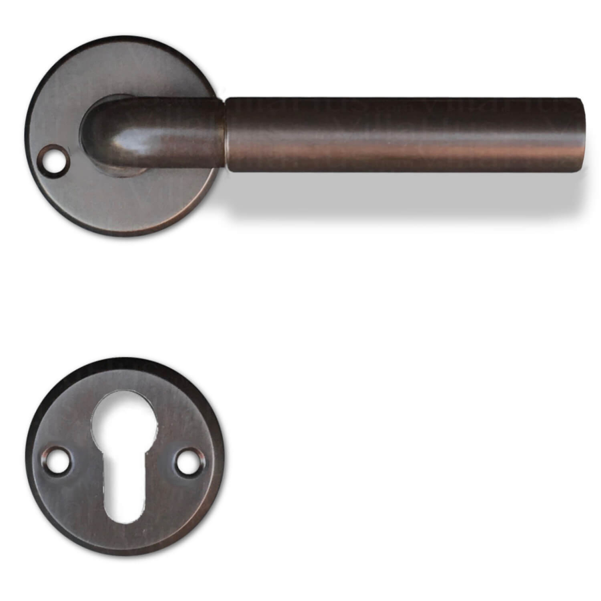 Funkis Door Handle Euro Profile Cylinder Browned Brass Door Handle ø16 Mm Model 383 8361