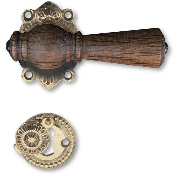 Door handle, Interior, Smoked Oak / Antique Brass