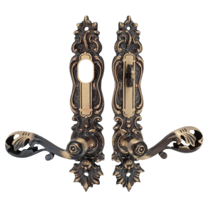 Drgreb - Udendrs - Antik Messing - Langskilt med vrider og cylinderhul - Model LC472