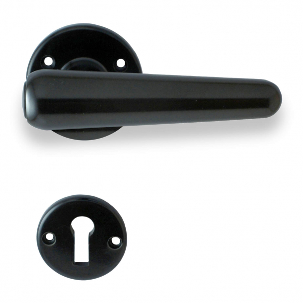 Torpedo - Bakelite dörrhandtag - inkl. Rosigt och nyckeltegn