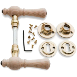 Klamka do drzwi - Mosi&#261;dz polerowany i drzewo jesionu - OESTERBRO1081