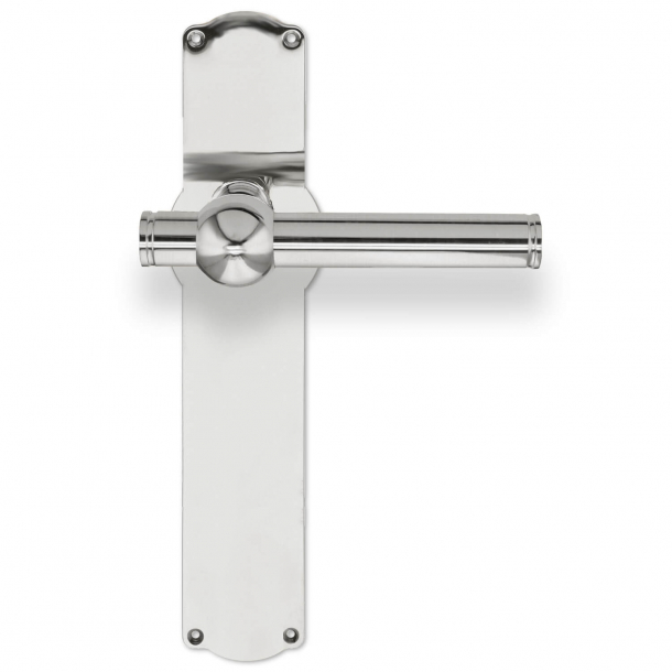Door handle on backplate - Nickel Plated - SKODSBORG 18 mm