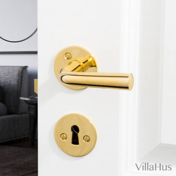 Door handle - Interior - Brass without lacquer - Rosette and escutcheon - Model KVISTGÅRD