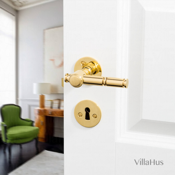 Klamka mosi&#281;&#380;na bez lakieru - g&#322;adka rozetka i rozeta - model 1190