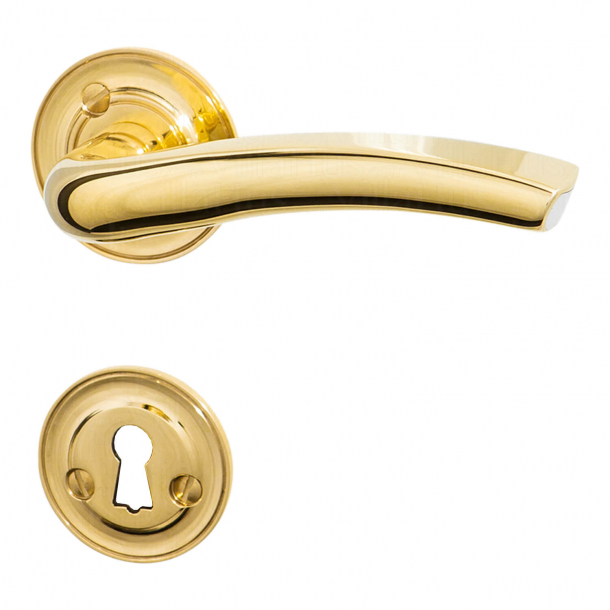 Door handle - Interior - Brass with visible aluminium core - LINUX - Ornamented