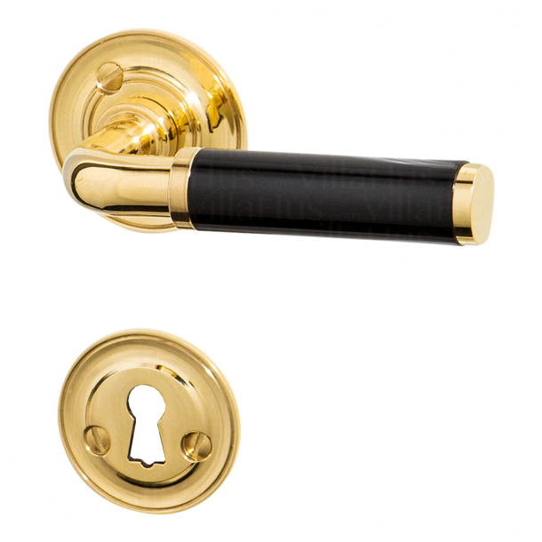 FUNKIS door handle interior - Brass and black Bakelite - Ornamented - Model 383