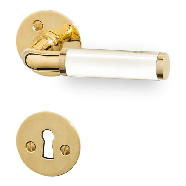 FUNKIS door handle interior - Brass and white Bakelite - Model 383