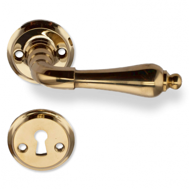 Door handle brass rosette and escutcheon