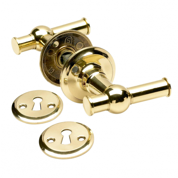 Door handles - Interior - Brass without lacquer - Rosette and Escutcheon - Model RUNGSTED
