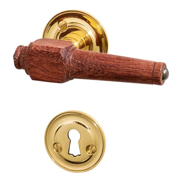 Wooden door handle - Interior - Brass &amp; Rosewood - Rose &amp; smooth Neck