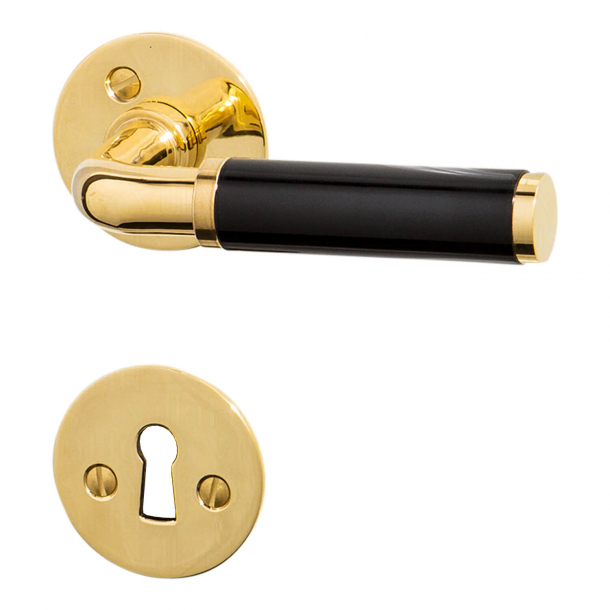 FUNKIS door handle interior - Brass and black Bakelite - Model 383