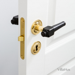 Holztrgriff im Interieurbereich - Messing &amp; schwarzes Holz - Rose / Glatter Hals