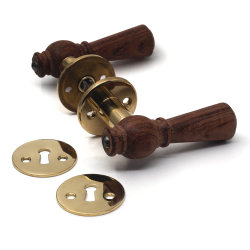 Drrhandtag i tr - Mssing och Rosewood - Rosett med fast hals - Nyckelskylt