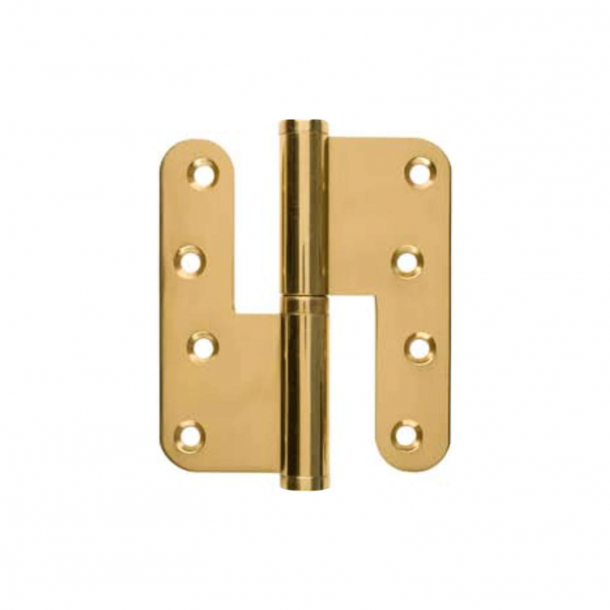 Door hinge, Right - 110 x 49 mm - Round - Brass - Stainless steel pin
