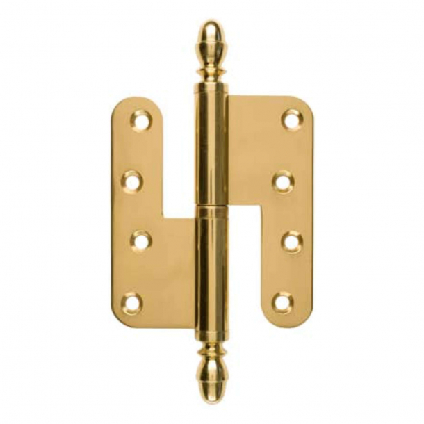 Door hinge, Right - 110 x 49 mm - Round / Acorn knob - Brass