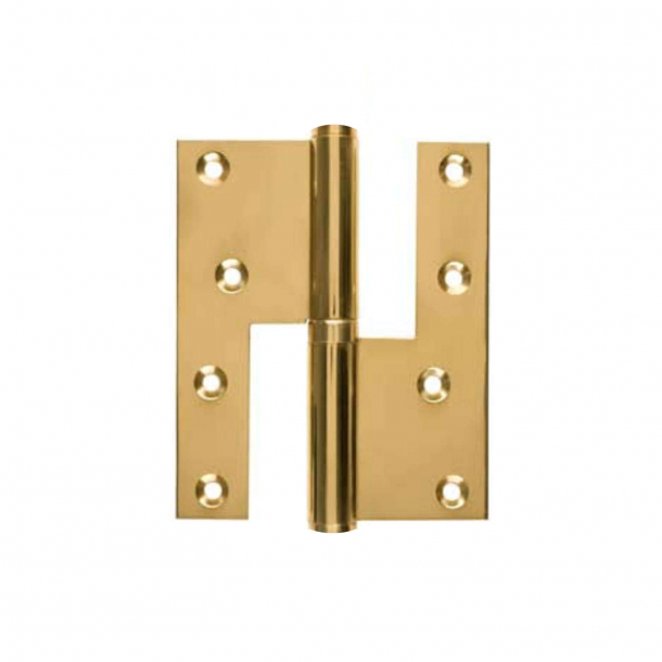 Door hinge, Left - 115 x 34 mm - Square - Brass - stainless steel pin