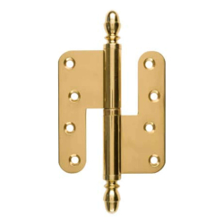 Trscharnier, Rechts - 130 x 45 mm - rund / Acorn Knopf - Messing