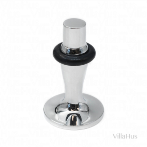 Drrstopp - Glnsande krom - Svart gummikrage - Golvmontering - SIBES